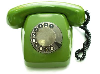 Green rotary dial telephone